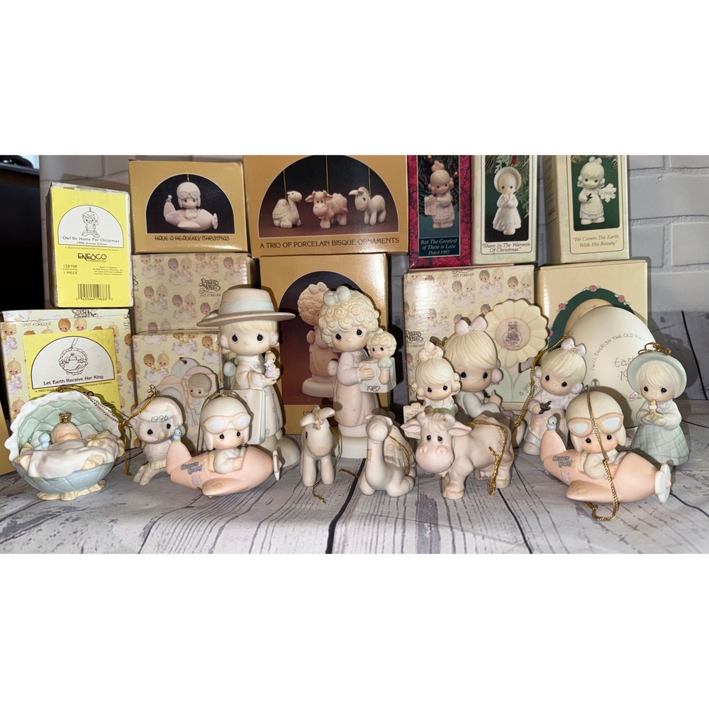 Precious Moments Figurine Ornament Lot Enesco Vintage 1987 1991 1992 w Boxes